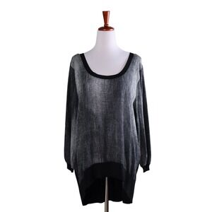 Crea Concept Women's Black &‎ Gray Textured Knit Sweater Top
